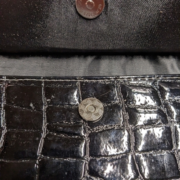 ALLIGATOR SNAP WALLET ~1995 Rhinestone Flower Faux Alligator Skin Wallet - Picture 5 of 10